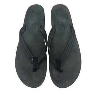Rainbow Sandals Double Layer Arch Support Leather Medium Strap Black Women’s 11